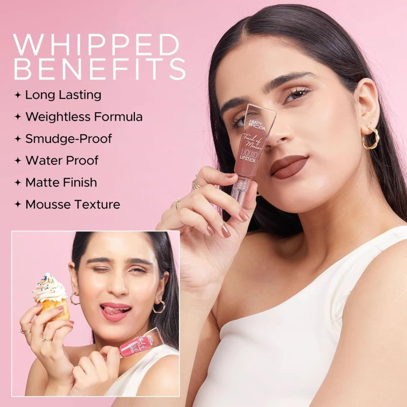 Hilary Rhoda Touch Of Mousse Lipstick | Matte Finish & Long Lasting | Infused with Vitamin E | Weightless & Mousse Finish | Smudge & Waterproof | Vegan - 5ml (Pink Casual - Shade 03) - Thumbnail 7